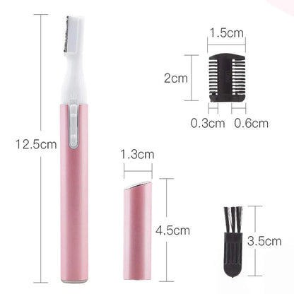 Electric Eyebrow Trimmer Women Face Razors Mini Shaver Battery Operated Small Facial Hair Remover with Comb Personal Epilator for Face Neck Fuzz Lips Body Arms Leg